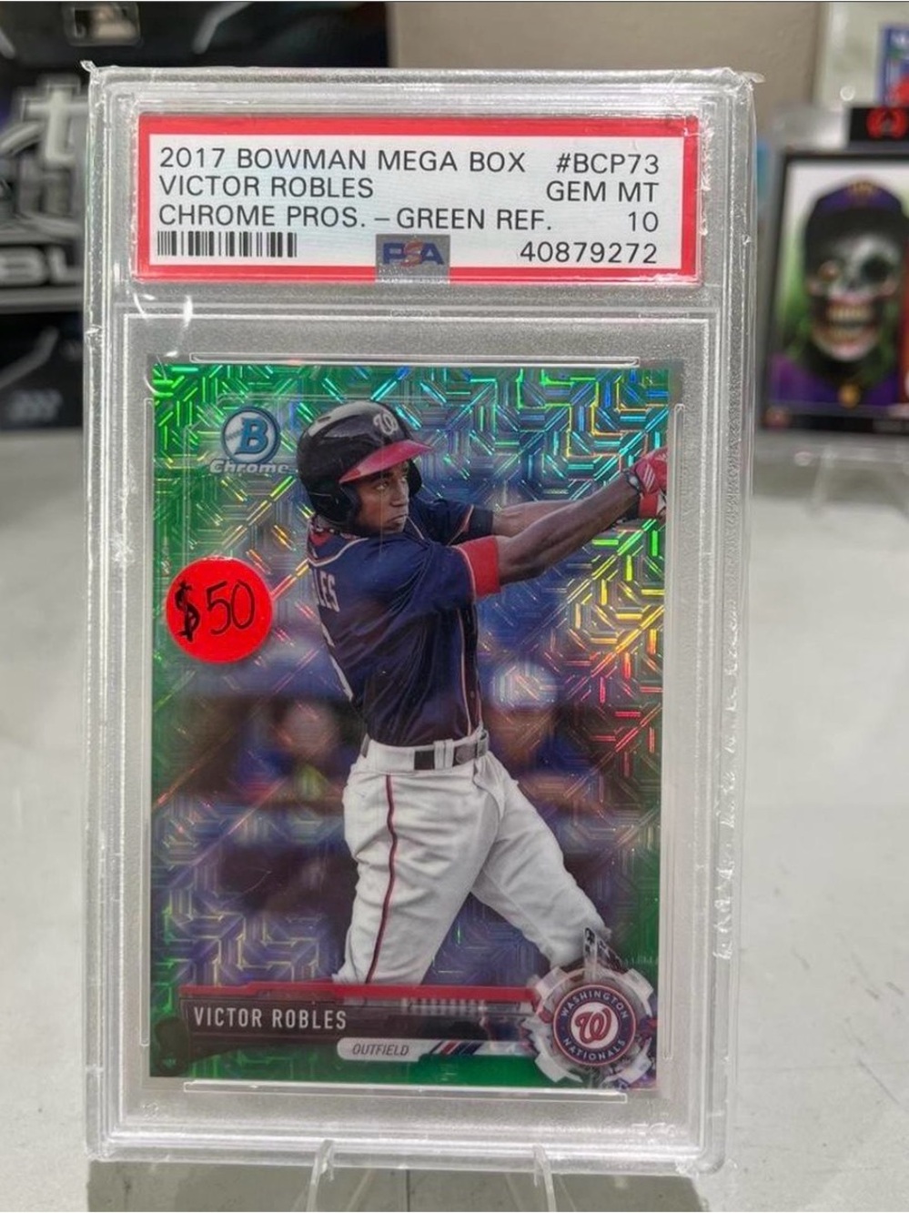 Victor Robles Green Refractor Baseball Card - PSA Gem MT 10